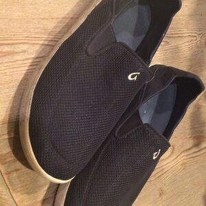OluKai Black Mesh Slip-On Loafers